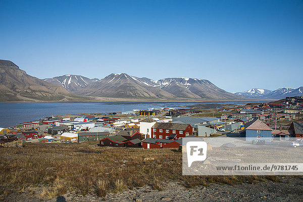 Europa über Norwegen Ansicht Spitzbergen Arktis Longyearbyen Skandinavien Svalbard
