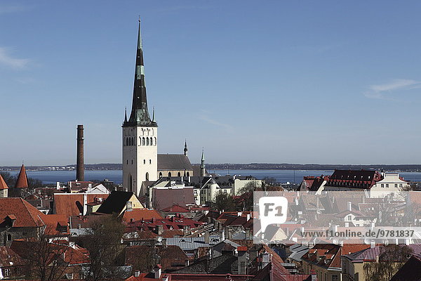 Tallinn Hauptstadt Skyline Skylines Europa Großstadt Kirche Kirchturm Estland Finnland