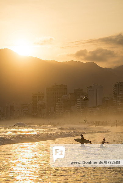 Ipanema Beach at sunset  Rio de Janeiro  Brazil  South America