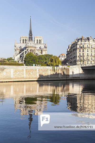 Paris Hauptstadt Frankreich Europa Fluss Kathedrale Seine