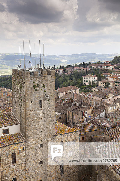 Looking over the town of Volterra  Tuscany  Italy  Europe