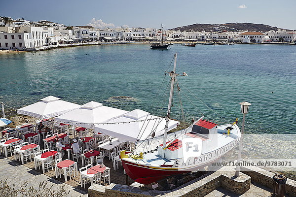 Hafen Europa Ansicht Kykladen Griechenland Griechische Inseln Mykonos