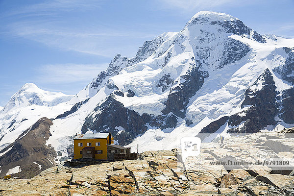 Gandegg hut  Monte Rosa group  Zermatt  Canton of Valais  Switzerland  Europe
