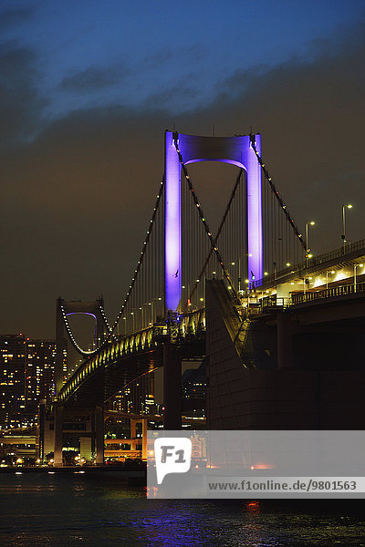 Nacht Tokyo Hauptstadt Brücke Ansicht Japan Regenbogen