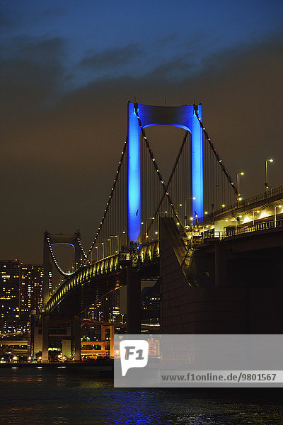Nacht Tokyo Hauptstadt Brücke Ansicht Japan Regenbogen