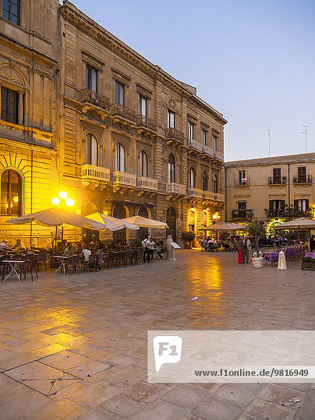 Italy  Sicily  Syracuse  cafes on cathedral square