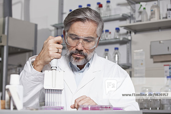 Wissenschaftler Pipettieren im Labor