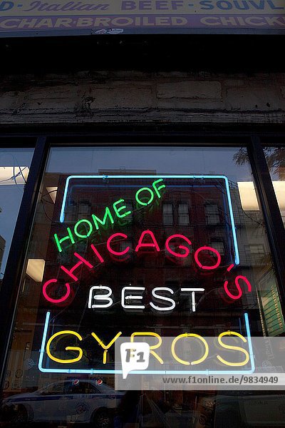 Vereinigte Staaten von Amerika USA Werbung Neonlicht Zeichen Chicago Illinois Signal