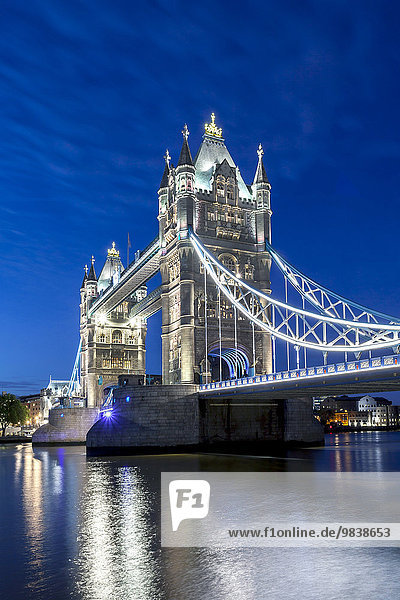 Tower Bridge across River Thames at night  London  England  United Kingdom  Europe