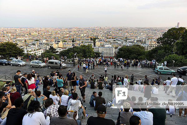 Ausblick von der Basilika Sacré-Coeur de Montmartre,  Touristen,  Paris,  Frankreich,  Europa
