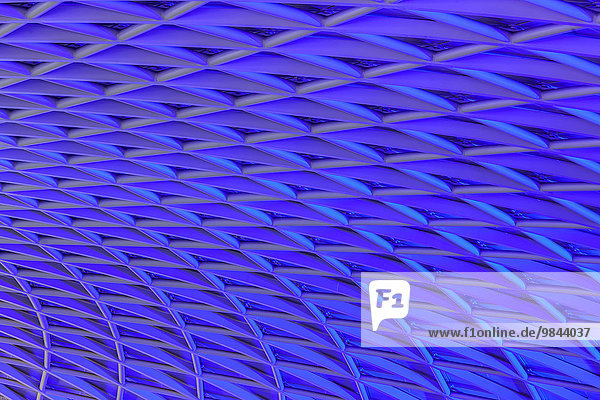 Moderne Dachkonstruktion des Architekten John Mc Aslan in der Bahnhofshalle Bahnhof King's Cross Station  London  Grossbritannien