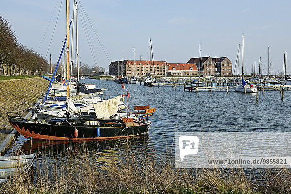 Boats  port  Oostereiland Peninsula  museum  Hoorn  province of North Holland  The Netherlands  Europe