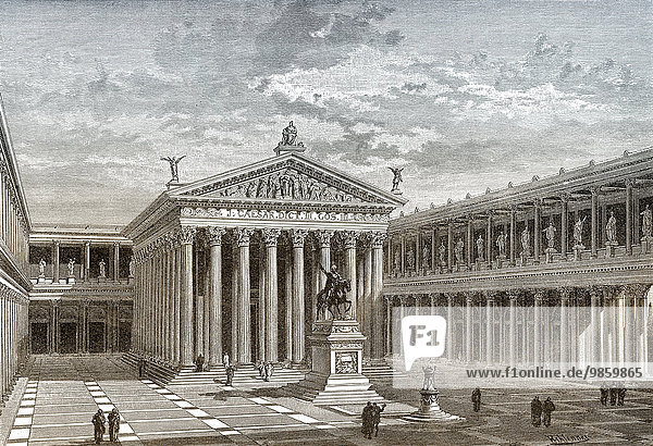 Rekonstruktion das Caesarforum oder Forum Iulium im antiken Rom historische Illustration