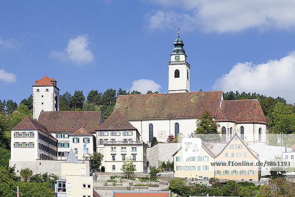 Ehemaliges Dominikanerkloster mit Stiftskirche Heilig Kreuz und Schurkenturm  Horb am Neckar  Baden-Württemberg  Deutschland  Europa