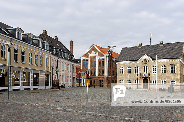The town hall square in Nykøbing Mors  Island Mors  Denmark  Europe