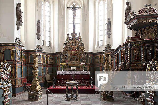 Inside the romantic Chapel at Gavnø Castle  Gavnø Island  Denmark  Europe