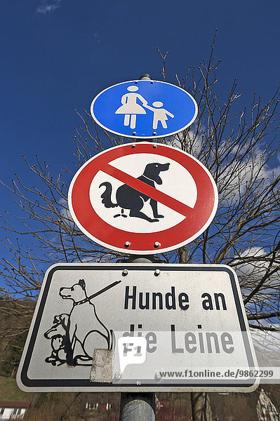 Verbotsschilder für Hunde  Egloffstein  Oberfranken  Bayern  Deutschland  Europa