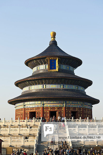 Runder Tempel für Erntegebet auf Marmorterrasse  Halle der Ernteopfer  Halle des Erntegebets  Himmelstempel  Peking  China  Asien
