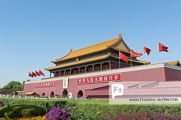 Bildnis von Mao Zedong  Tor des Himmlischen Friedens  Tian?anmen-Platz  Platz des Himmlischen Friedens  Peking  Volksrepublik China