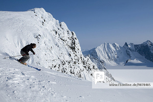 Skifahrer Berg Eis Hintergrund Feld Skisport Süden Alaska Juneau
