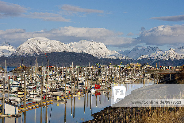 Fischereihafen Fischerhafen spät Boot Ansicht Kenai-Fjords-Nationalpark Alaska April Kenai-Halbinsel
