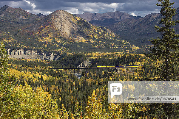 überqueren Innenaufnahme Herbst Zug Alaska Composite