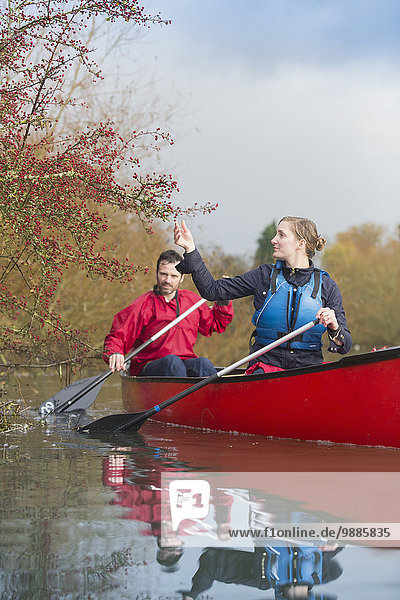 Couple canoeing