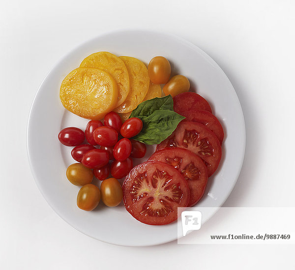 gelb Teller rot Tomate