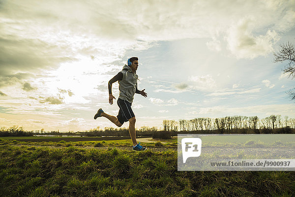 Germany,  Mannheim,  young man jogging