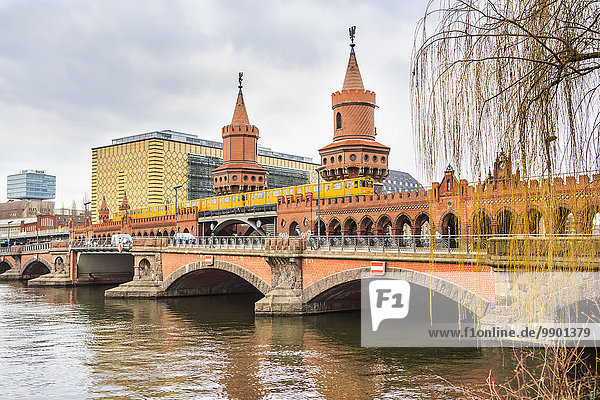 Germany Berlin View to Oberbaum Bridge and Spree River