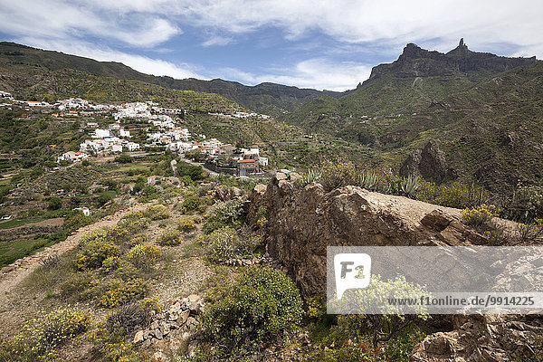 Ausblick auf Tejeda und den Roque Nublo  Gran Canaria  Kanarische Inseln  Spanien  Europa