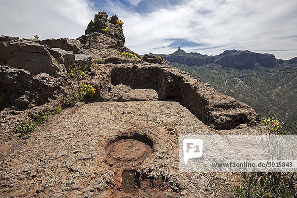 Kultstätte am Roque Bentayga  Kultberg der Altkanarier  Gran Canaria  Kanarische Inseln  Spanien  Europa