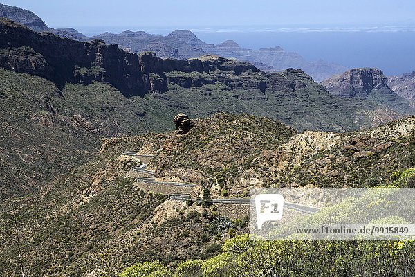 Ausblick vom Cruz Timagada auf die Berge im Westen von Gran Canaria  Kanarische Inseln  Spanien  Europa