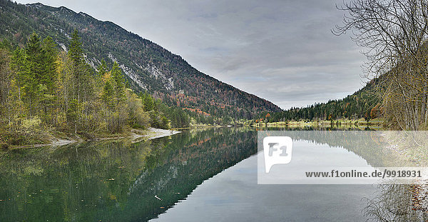 Landschaftlich schön landschaftlich reizvoll durchsichtig transparent transparente transparentes Berg See Spiegelung Herbst Ansicht Tirol Österreich