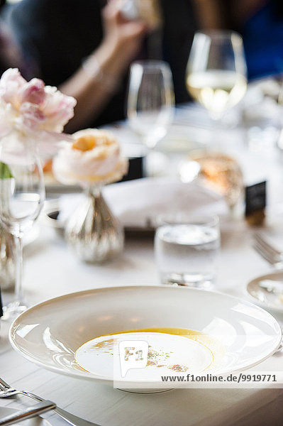Vorspeise Hochzeit Croûton Butternuss Suppe