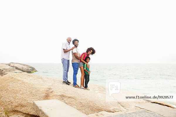 Vierköpfige Familie Ipanema Beach Rio De Janeiro Brasilien