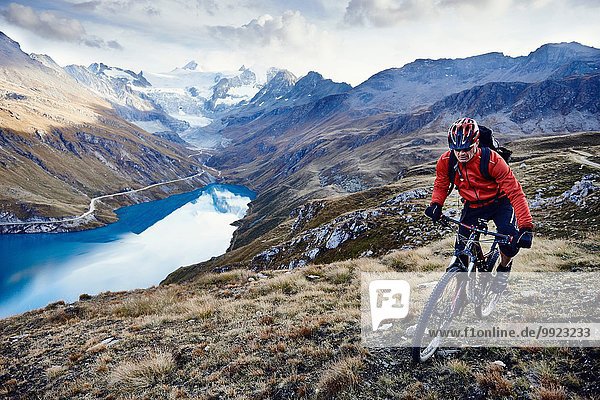 Mountain biker  Valais  Switzerland