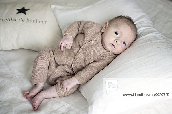 Newborn baby lying on pillow  portrait