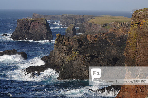 Europa Großbritannien Steilküste Meer Atlantischer Ozean Atlantik Schottland Shetlandinseln Westküste