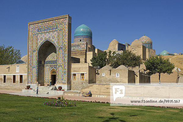 Außenaufnahme Sehenswürdigkeit bauen Tag Gebäude Architektur Geschichte Monument Asien Zentralasien Mausoleum Samarkand Seidenstraße Grabmal Usbekistan