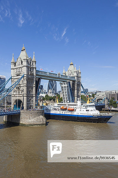 England  London  Tower Bridge and Cruise Ship