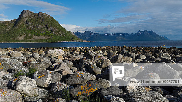 Bay  mountains  stone  Grunnfarnes  coast  costal  range  scenery  landscape  sea  northern  Nordic  North Sea  Norway  Europe  Senja  Scandinavia  stone  stone block  stones  Troms