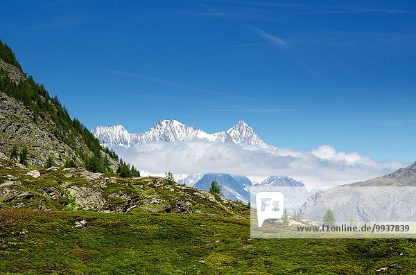 Berg Wolke Himmel blau bedecken Schnee Schweiz