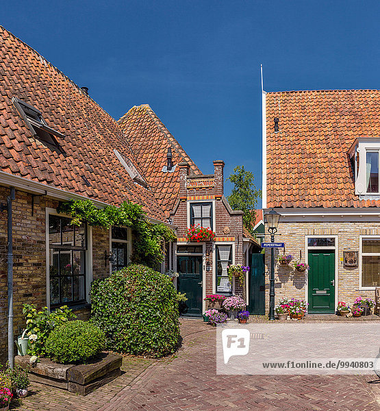 Europa Gebäude Dorf Bürgersteig Niederlande alt Texel