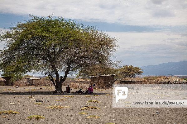 Ostafrika Landschaftlich schön landschaftlich reizvoll Mensch Menschen Wohnhaus Baum Landschaft Gebäude Reise Wüste Dorf Afrika Tansania