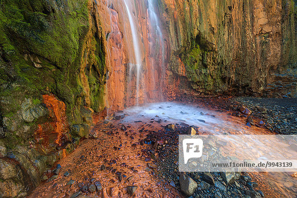 Nationalpark Farbaufnahme Farbe Europa Wasserfall Kanaren Kanarische Inseln La Palma Spanien