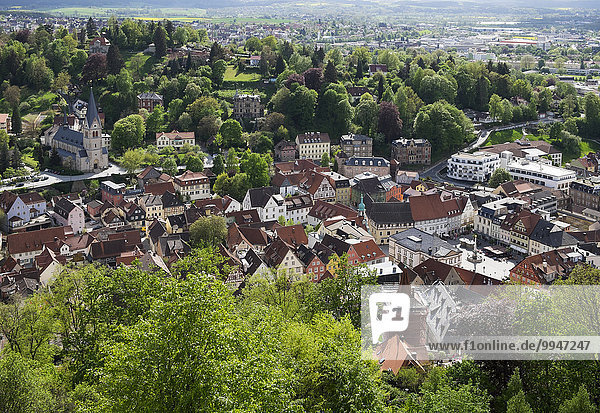 Altstadt  von der Plassenburg  Kulmbach  Oberfranken  Franken  Bayern  Deutschland  Europa
