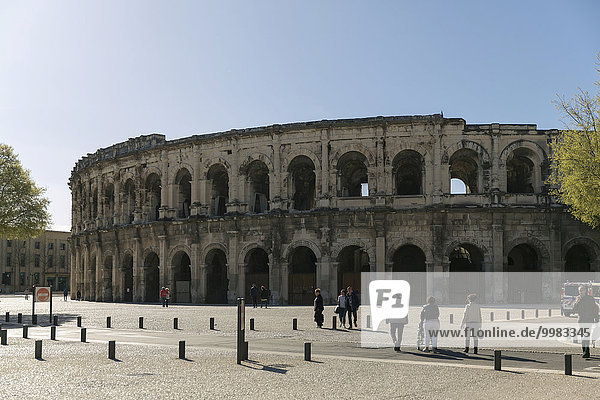 Römisches Amphitheater oder Arènes de Nîmes  Nîmes  Languedoc-Roussillon  Frankreich  Europa