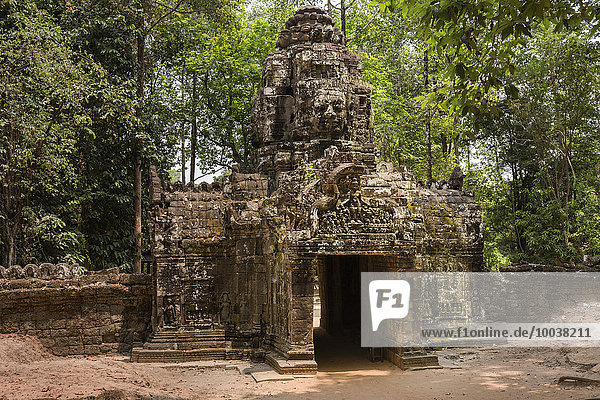 Westlicher Gopuram  Gesichtsturm am Eingang  Ta Som Tempel  Angkor  Provinz Siem Reap  Kambodscha  Asien