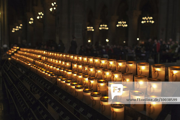 Lit votive candles in the basilica notre dame de fourviere  Lyon  Paris  France